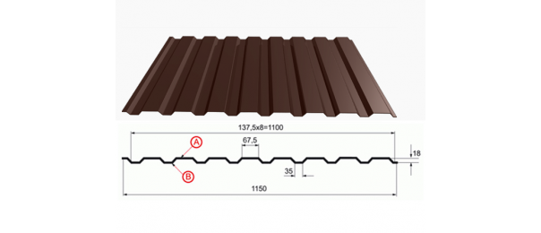 Профнастил коричневый оцинкованный  RAL 8017 С-20 купить недорого в Красногорске