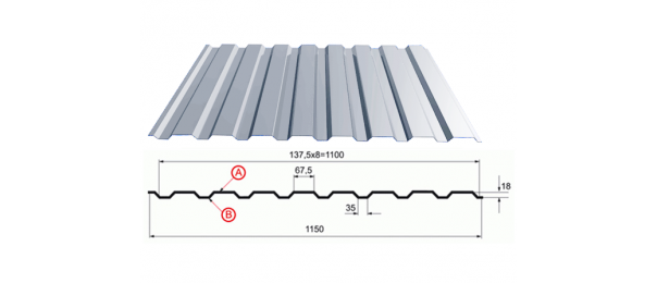 Профнастил оцинкованный С-20 1100x3000 купить недорого в Красногорске